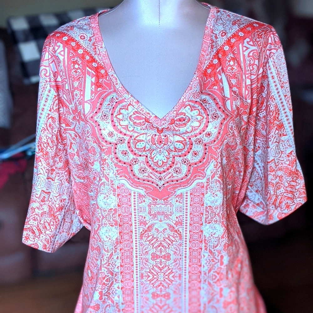 Coral print blouse